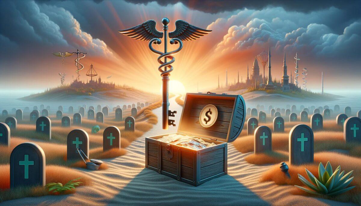 Image showing a key unlocking a chest into a hopeful landscape, symbolizing financial relief through the ADB Rider in life in
