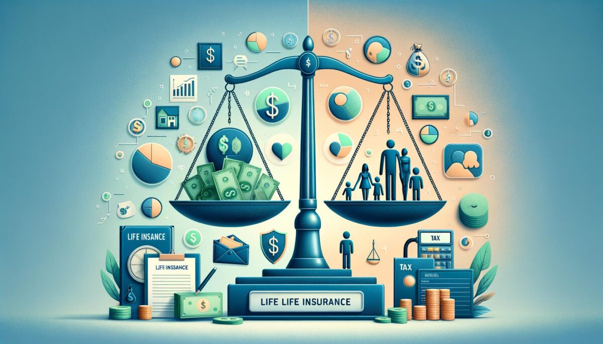 Banner image depicting the pros and cons of selling life insurance, showing a balanced scale with financial freedom and poten