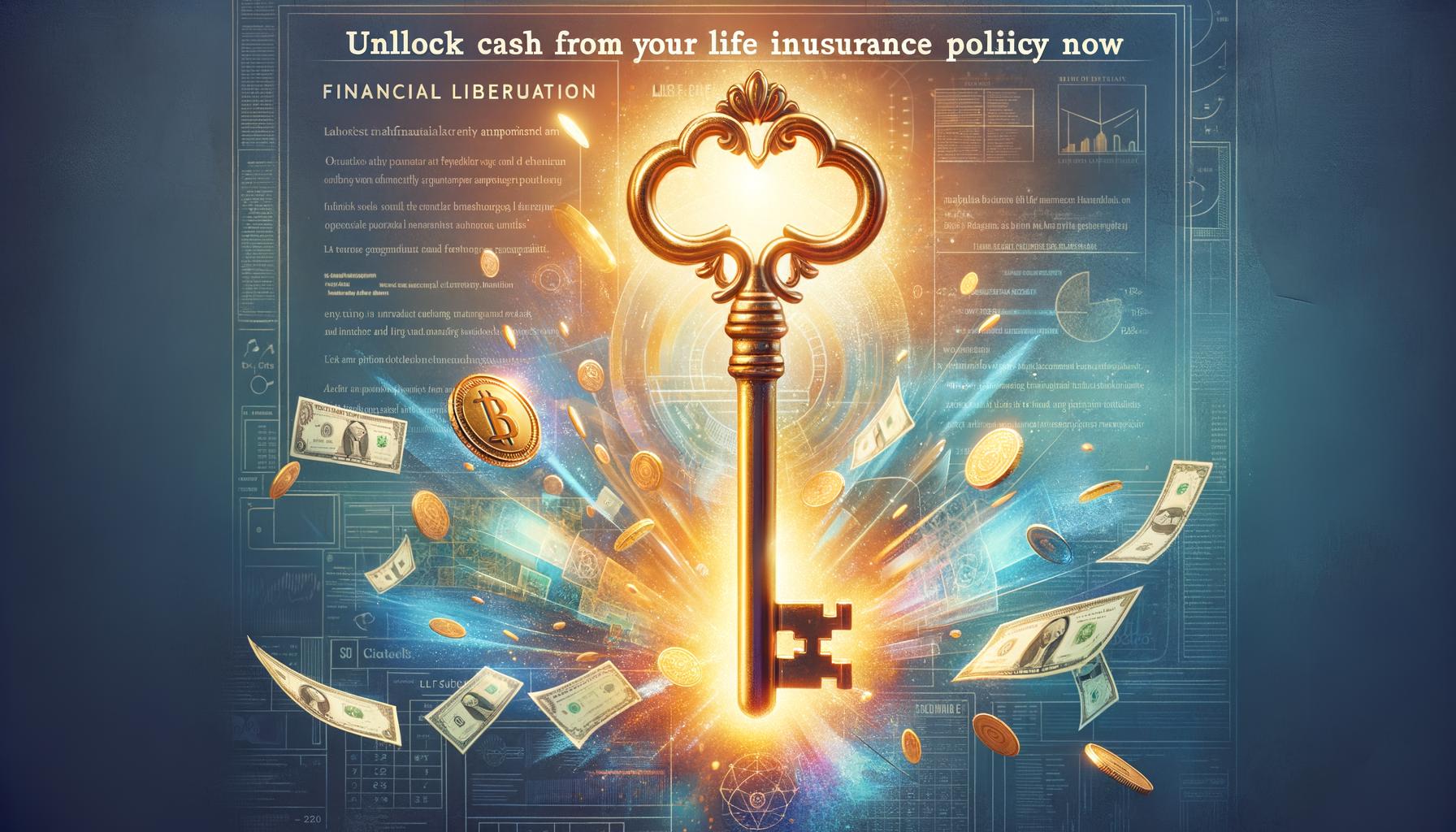 Banner image showing a golden key unlocking cash from life insurance, symbolizing financial relief and empowerment.